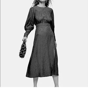 Black long sleeve animal print Dress